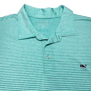 Vineyard Vines OTG On The Go Sankaty Polo Mens 3XB Sea Green Striped Performance